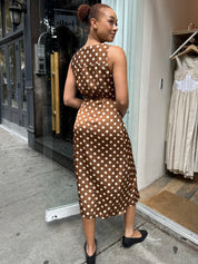 Oden Polka Dot Dress in Brown