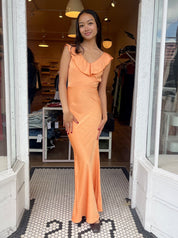 Venus Satin Maxi Dress in Orange