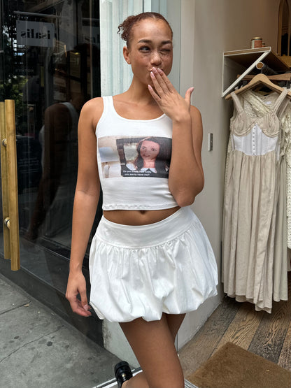 Dovee Balloon Mini Skirt in Off-White