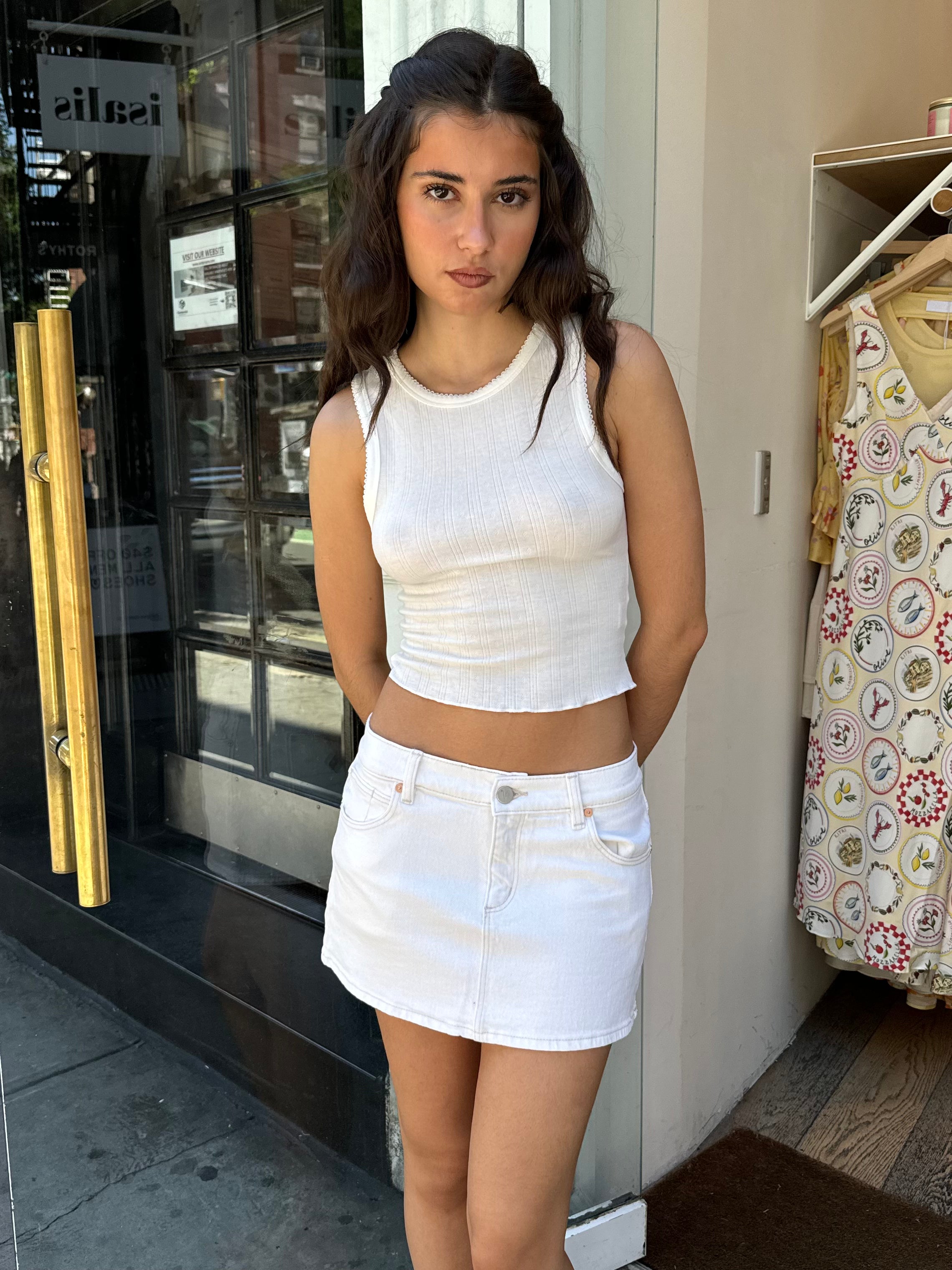 Edie Eyelet Tank in White