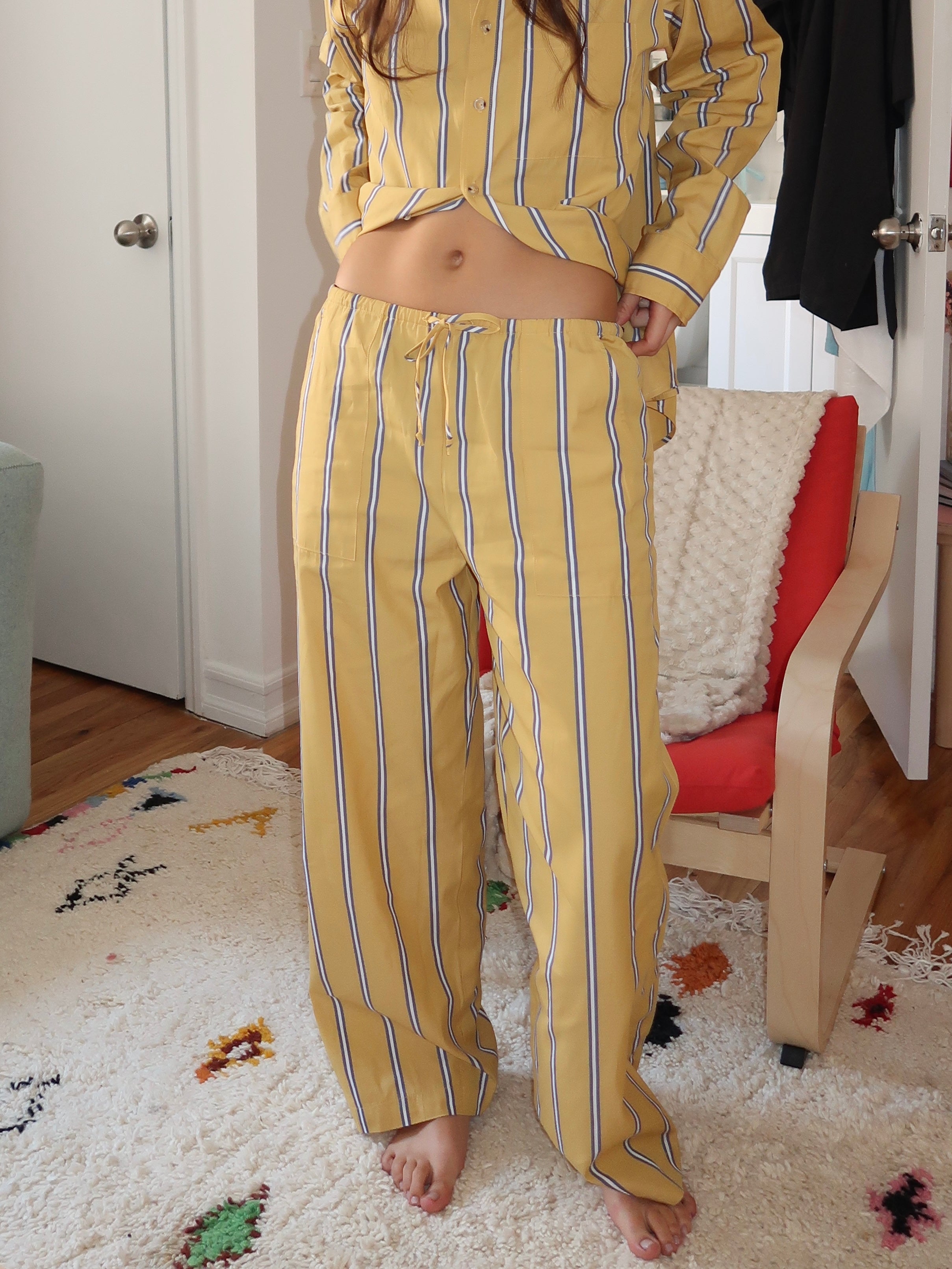 Stripe Pop Drawstring Pant in Butter