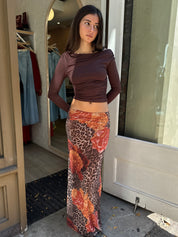 Madonna Maxi Skirt in Leopard Orange