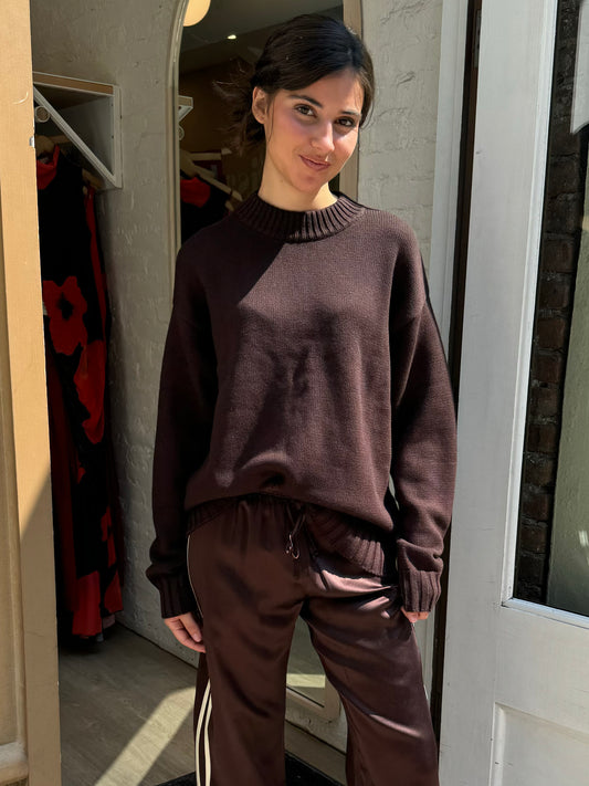 The Cotton Crewneck Sweater in Espresso