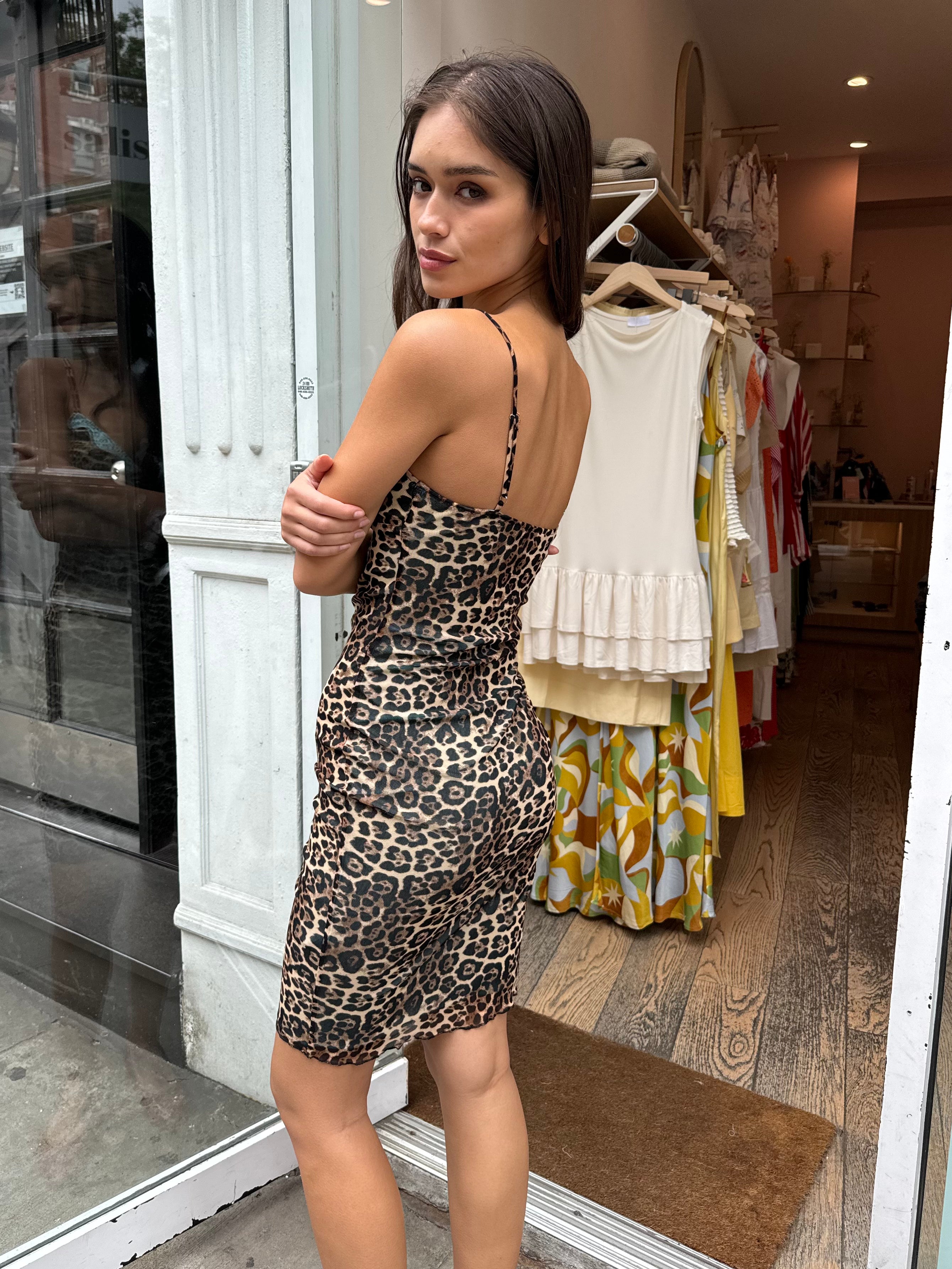 Tati Midi Dress in Leopard