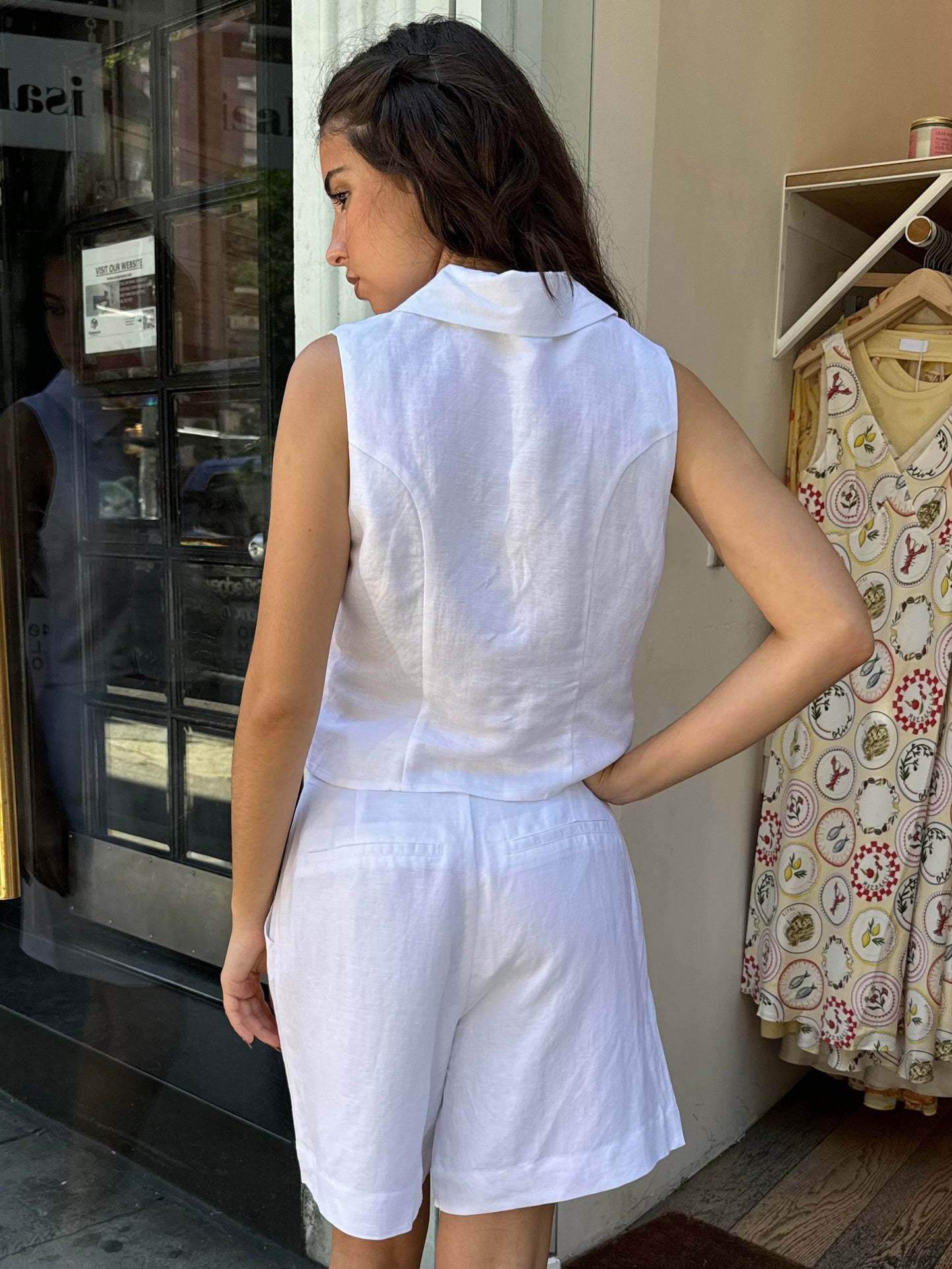 Nina Linen Top in White