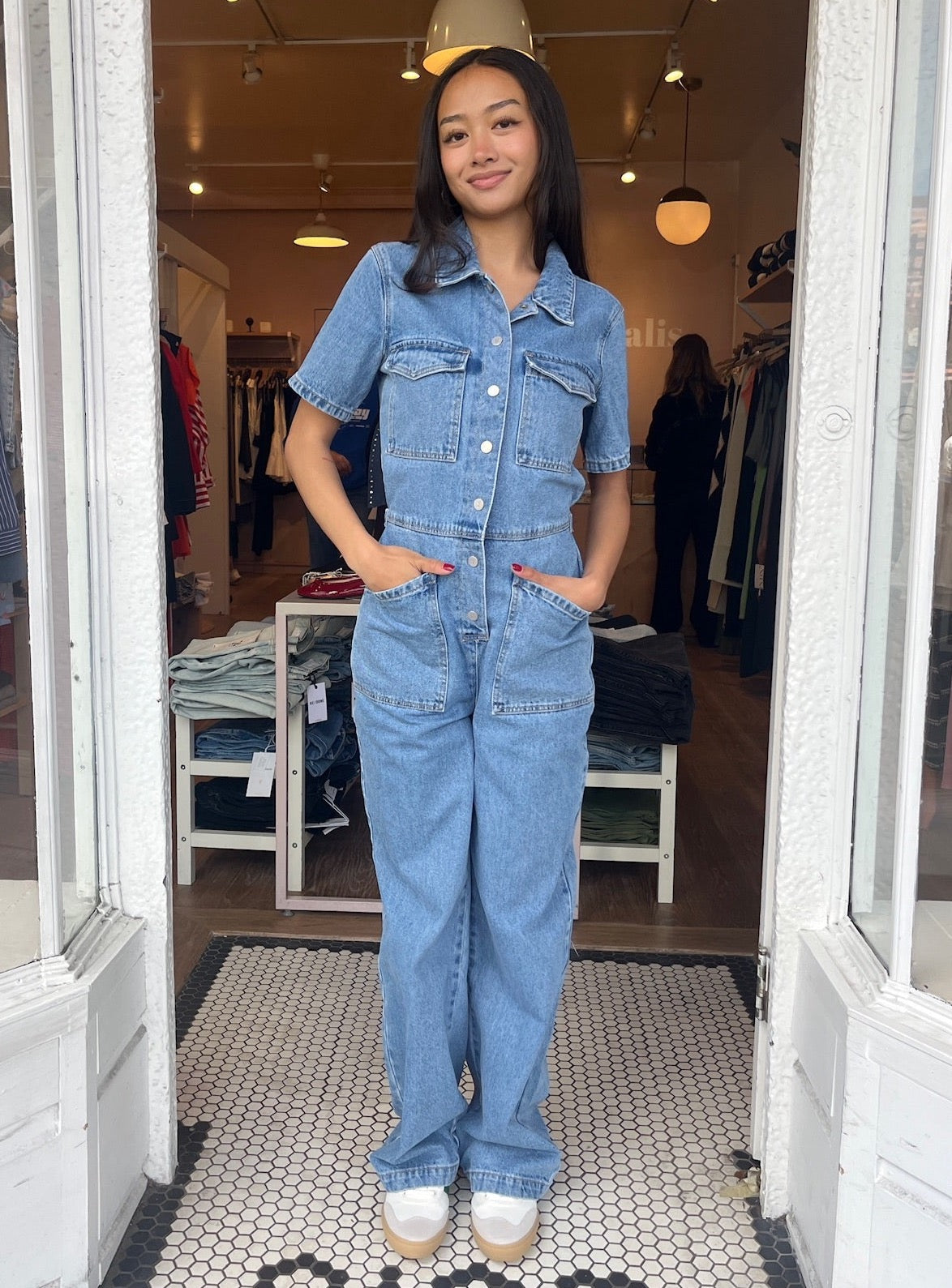 Ada Coveralls in Light Vintage Blue