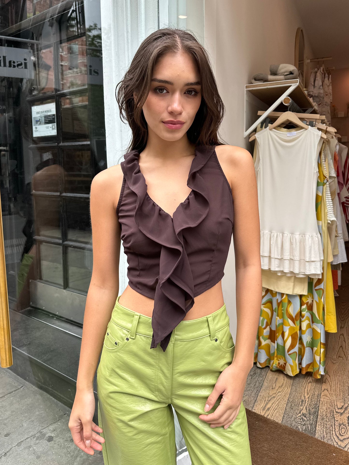 Ramos Ruffle Top in Brown