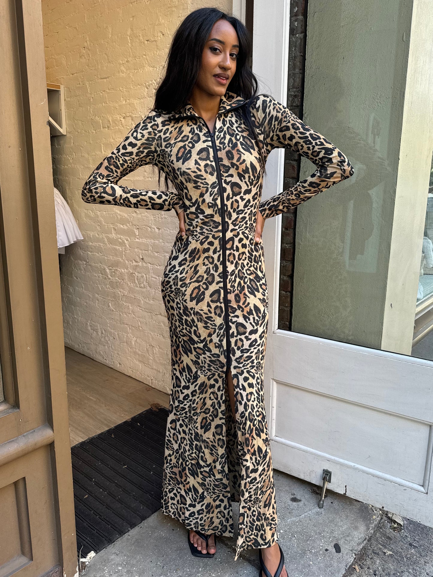 Blaize Turtleneck Maxi Dress in Leopard