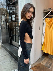 Noah Tie Backless Top in Black