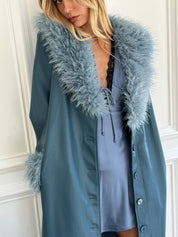 Jones Faux Fur Coat in Blue