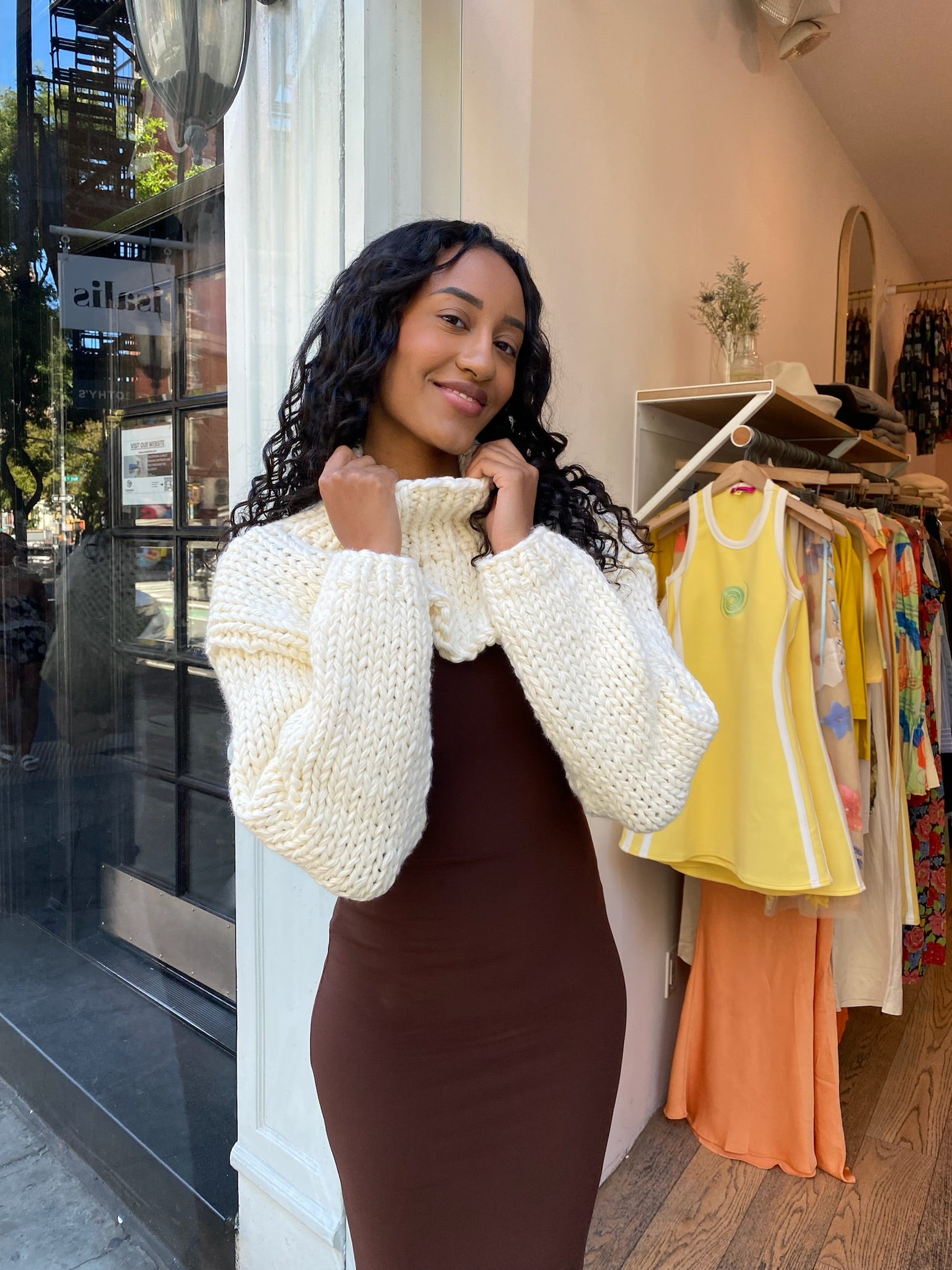 Mabel Crop Sweater in Cream