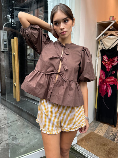 Smith Poplin Top in Brown