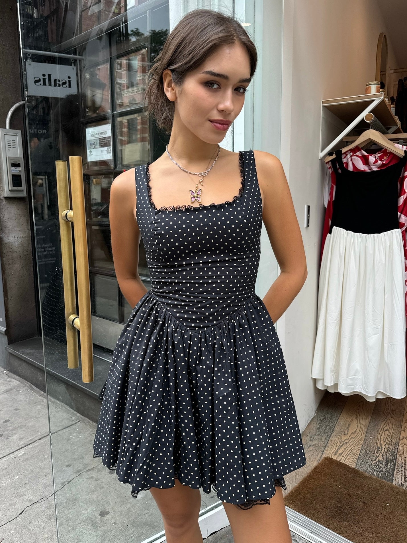 Giovanna Mini Dress in Black Polka Dot