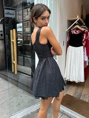 Giovanna Mini Dress in Black Polka Dot