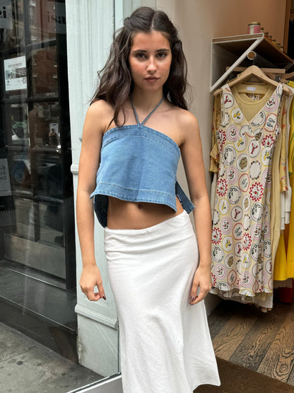 Deb Halter Top in Denim