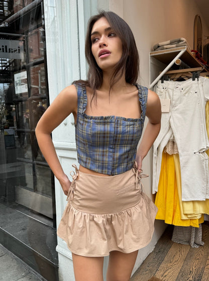 Camden Corset Top in Blue Yellow Plaid