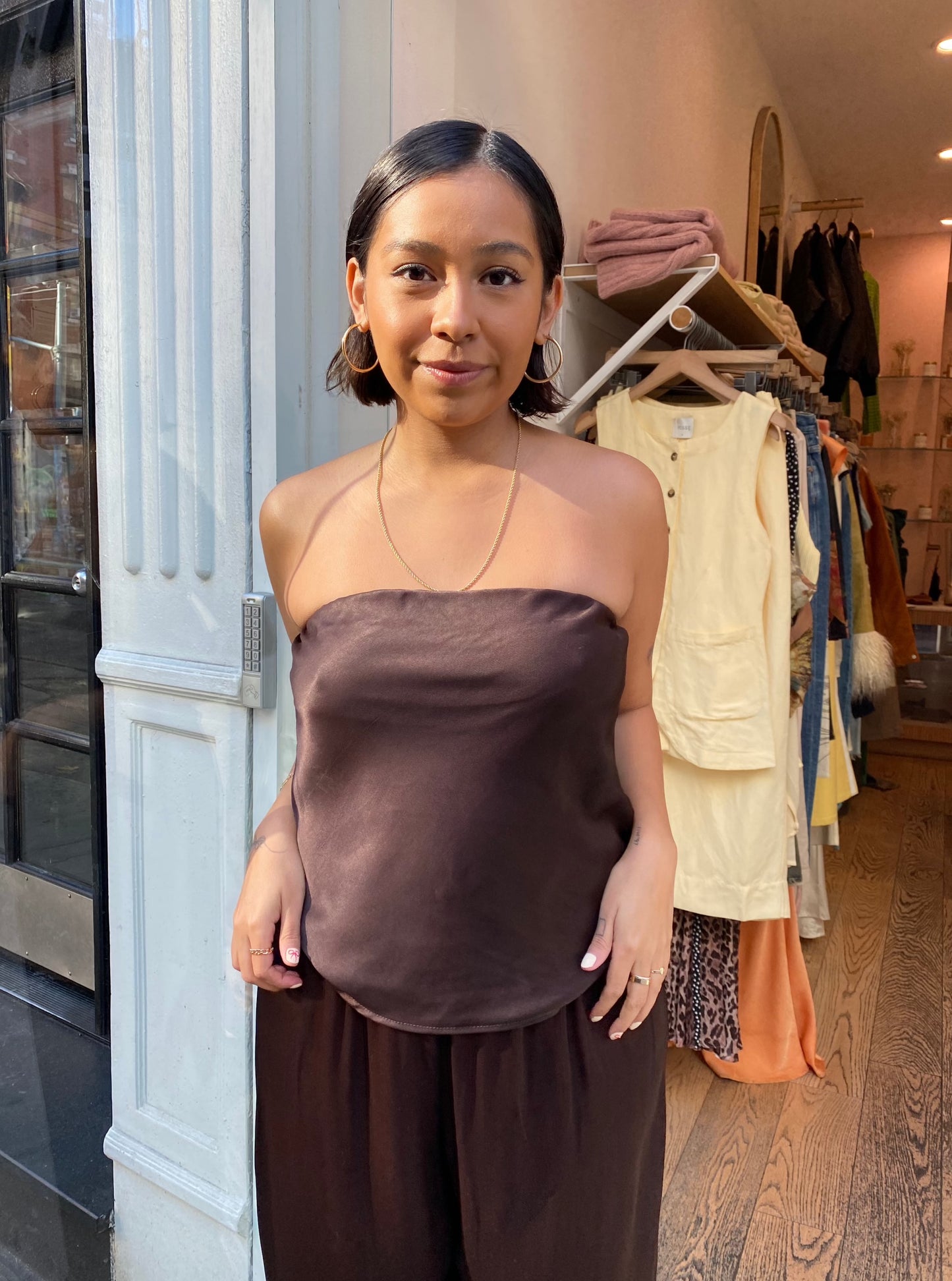 Satiny Tube Top in Espresso