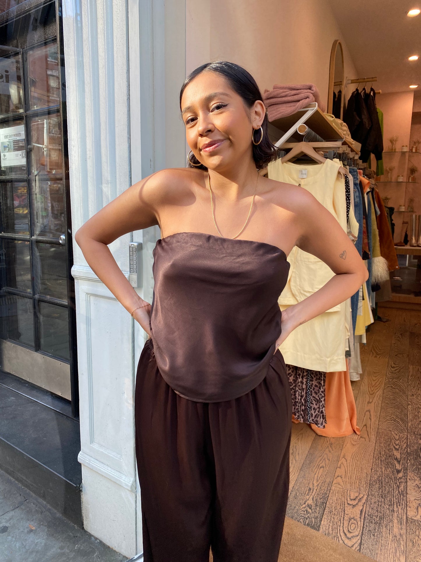 Satiny Tube Top in Espresso