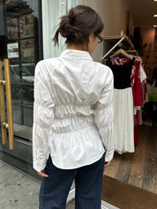 Paige Scrunch Button Down in Off-White