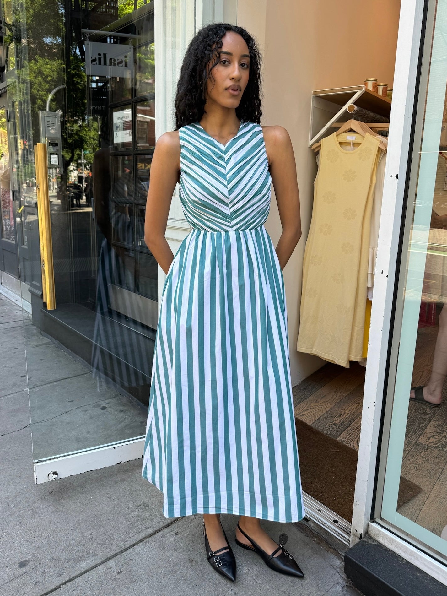 Kathleen Dress in Emerald Stripe