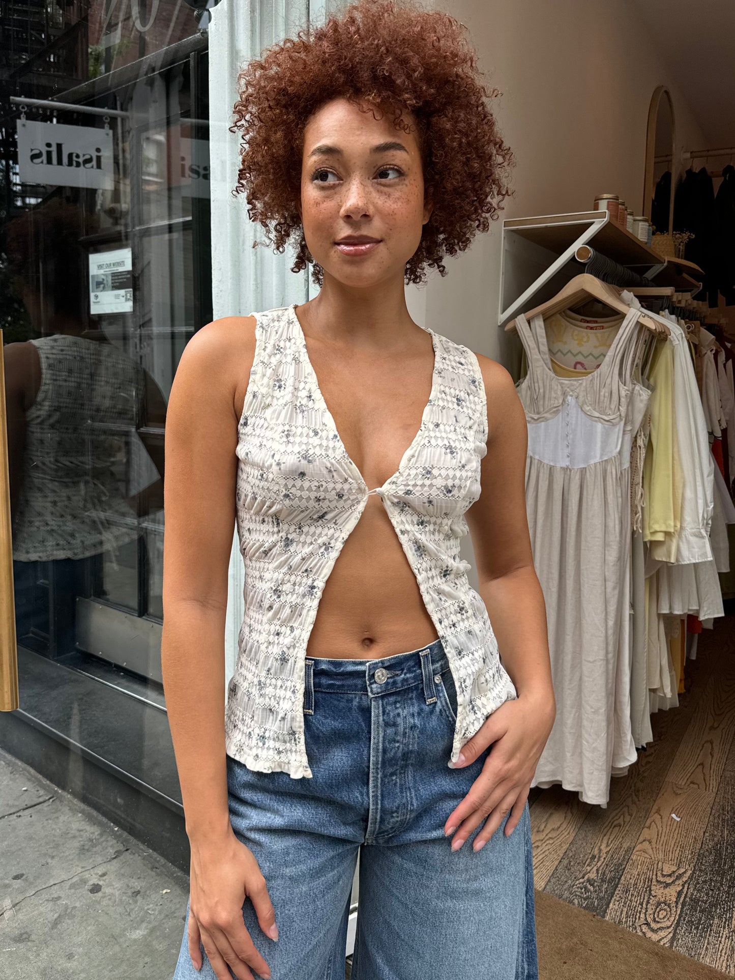 Zaniah Top in Cream Floral