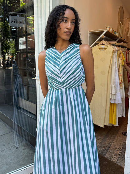 Kathleen Dress in Emerald Stripe