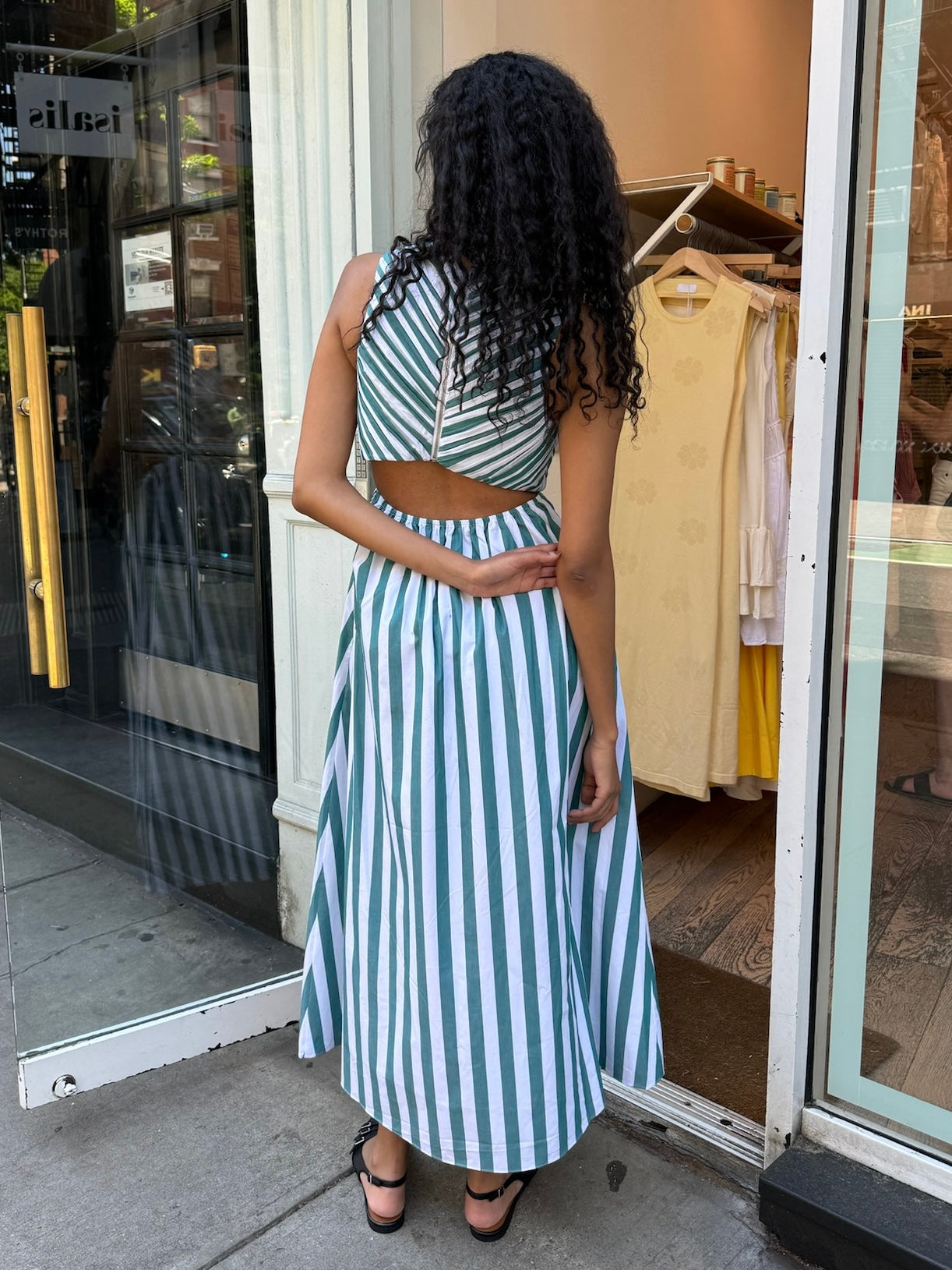 Kathleen Dress in Emerald Stripe