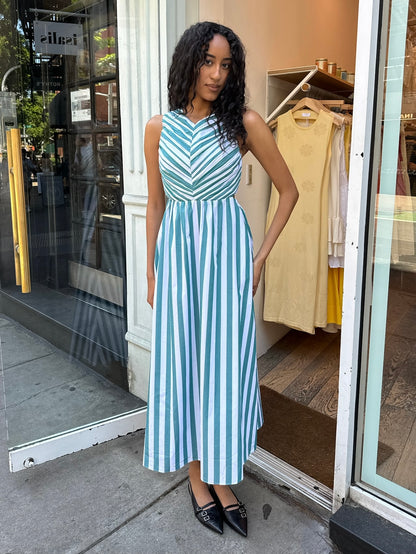 Kathleen Dress in Emerald Stripe