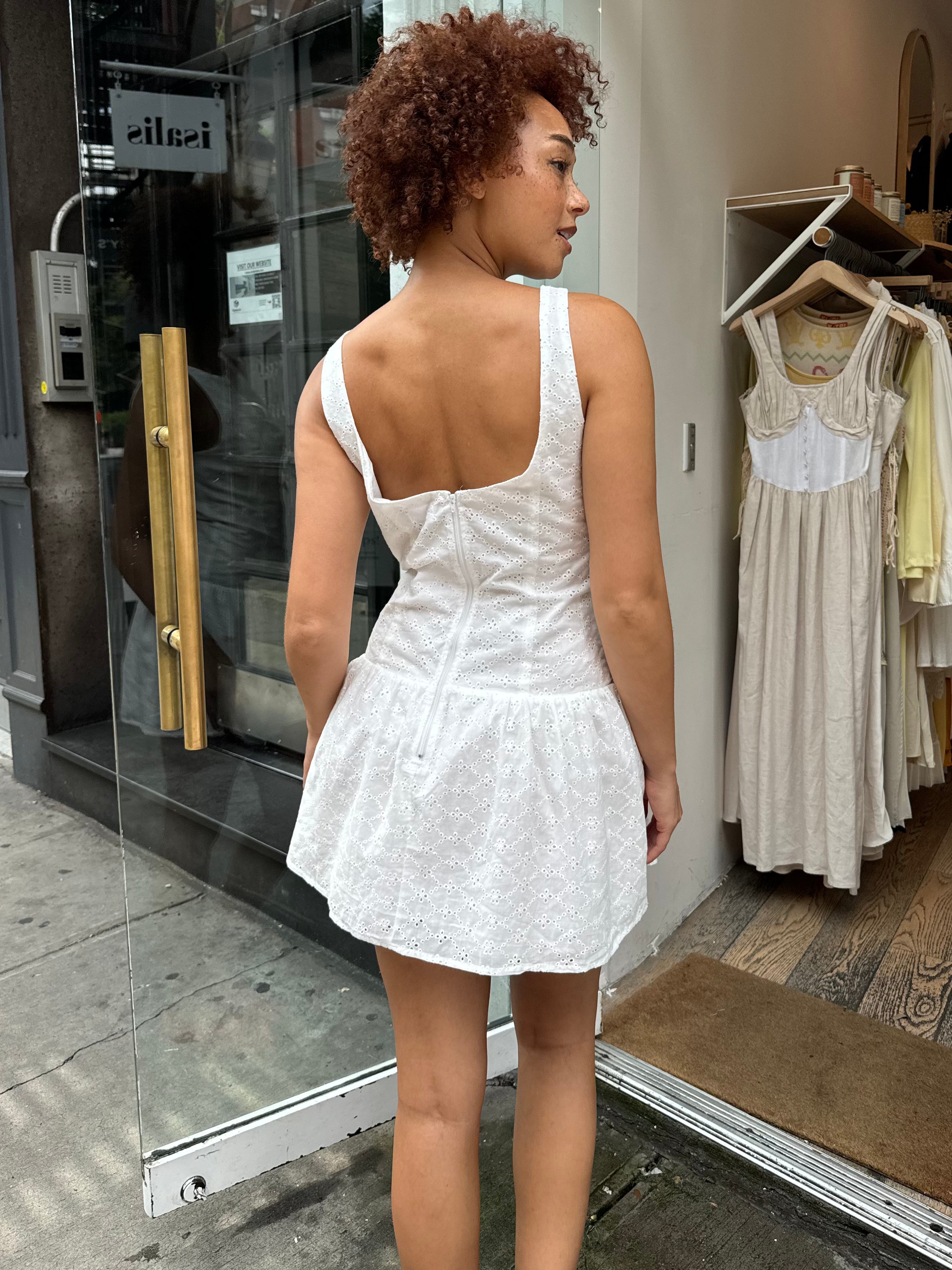 Simi Eyelet Tank Dress in Off-White