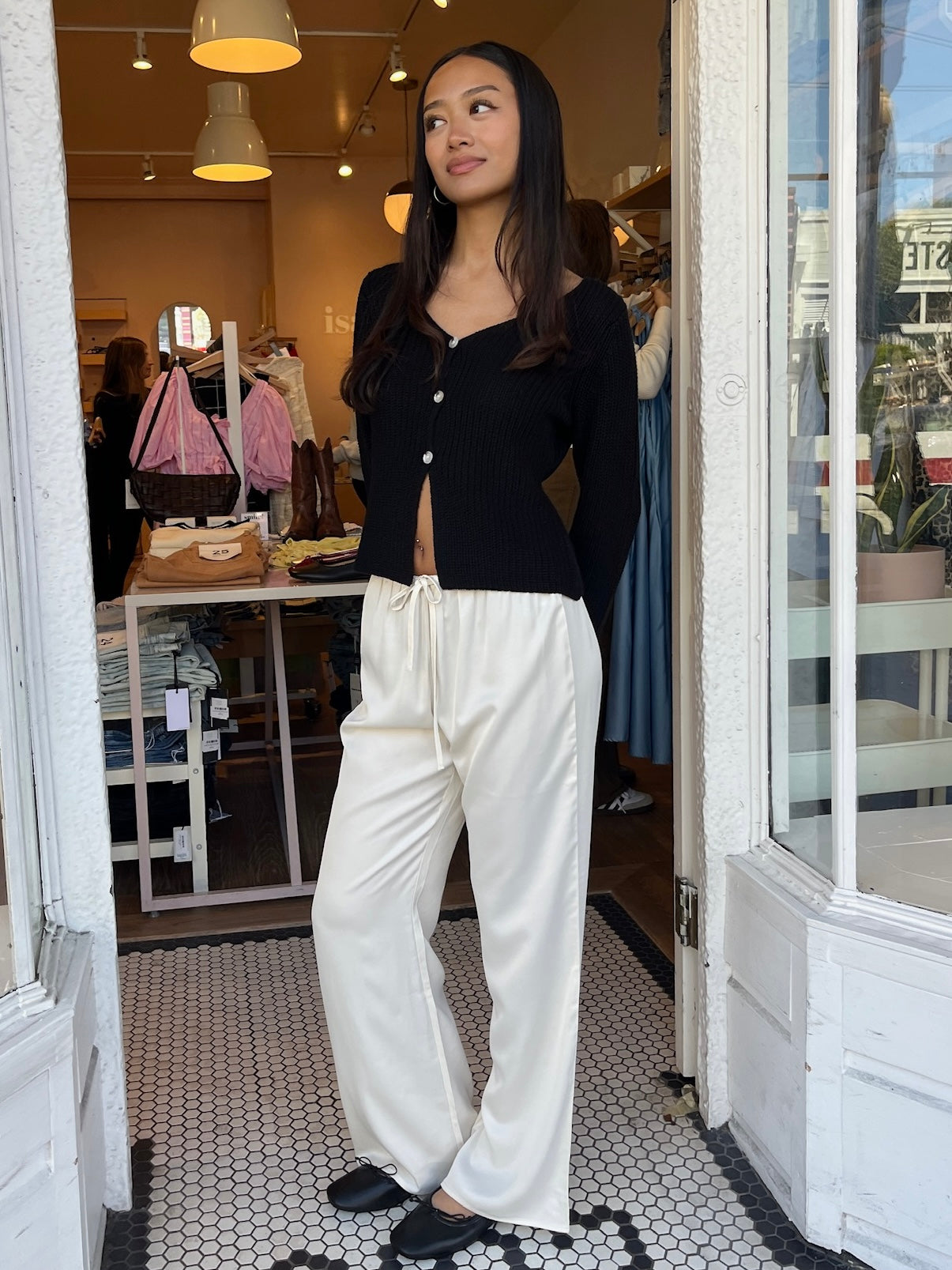 Jenna Silky Pants in Cream