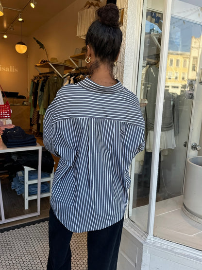 Spearmint Striped Button Down in B&W