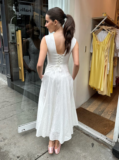 Leila Midi Dress in White