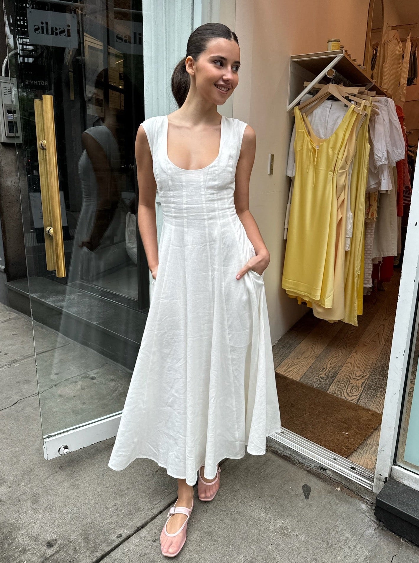 Leila Midi Dress in White