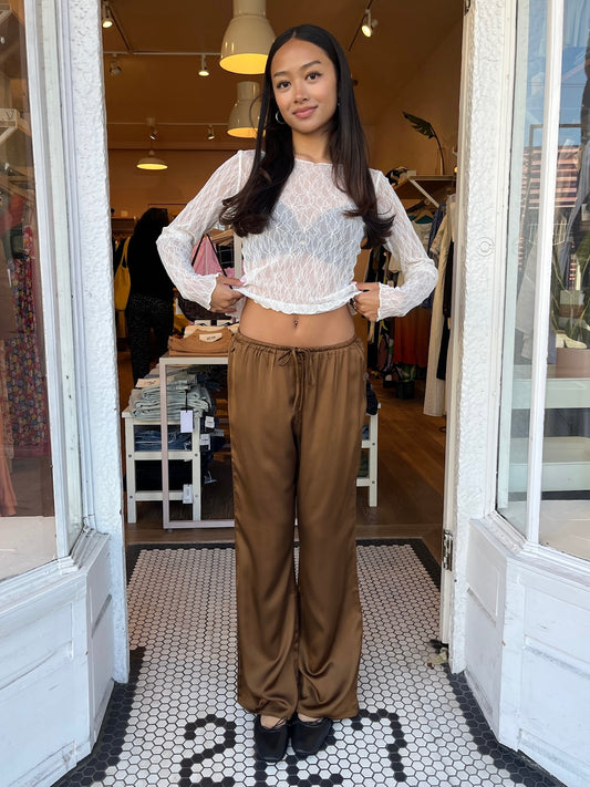 Jenna Silky Pants in Brown