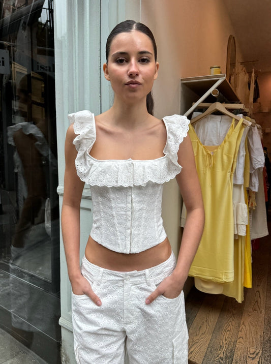 Bettina Eyelet Corset in White