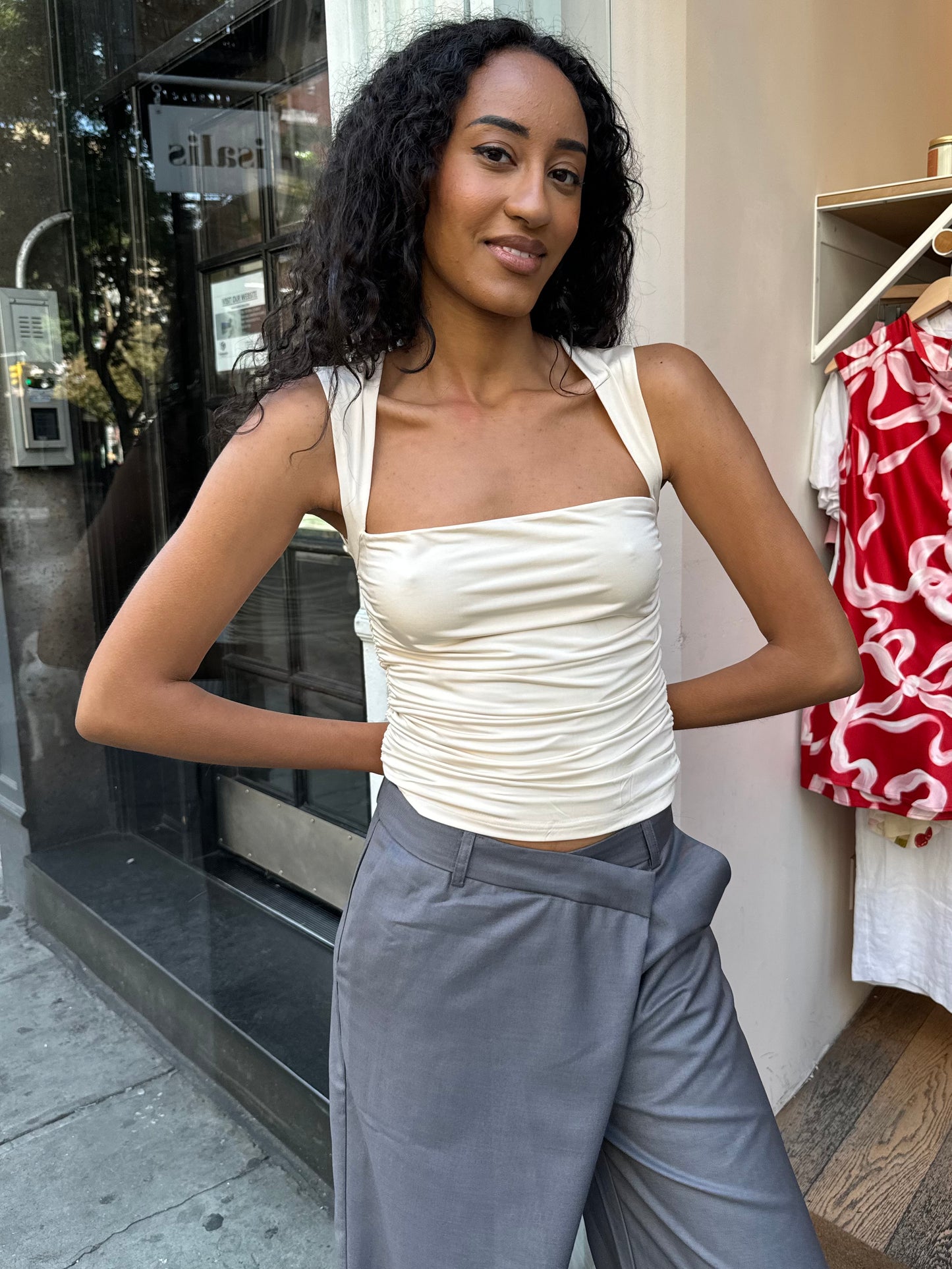 Cleo Ruched Top in Ivory