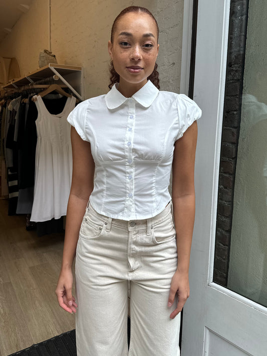 Dasha Button Down Top in White