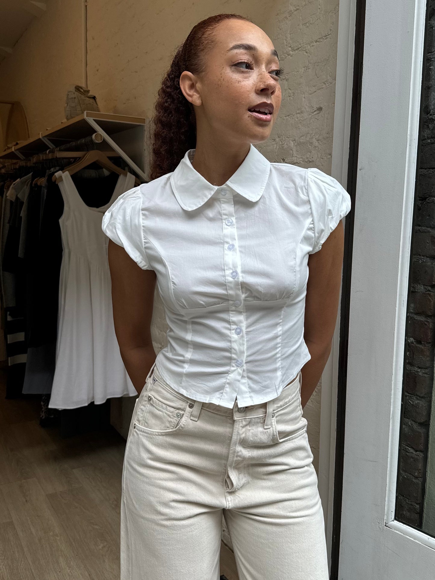 Dasha Button Down Top in White