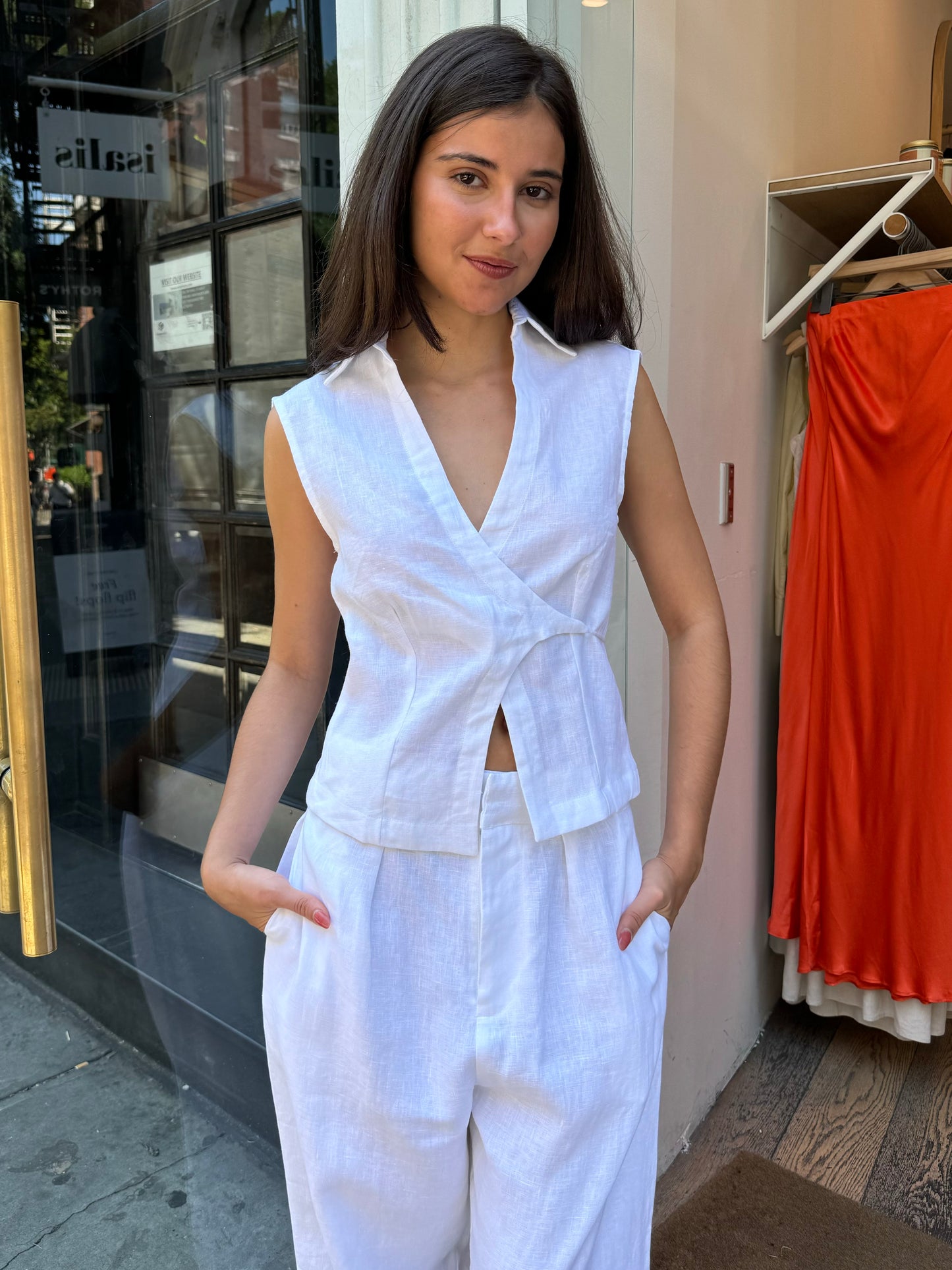 Antibes Sleeveless Wrap Shirt in White