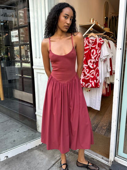 Claudette Midi Dress in Rosewood