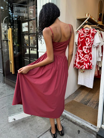 Claudette Midi Dress in Rosewood