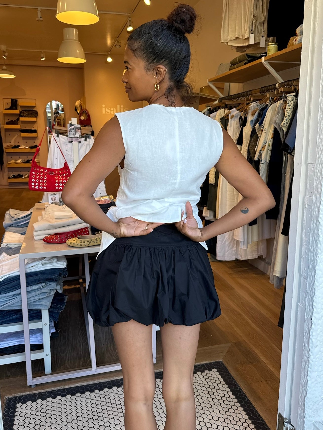 Julia Puff Mini Skirt in Black