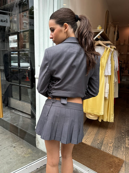 Lyneth Pleated Mini Skirt in Stone Grey