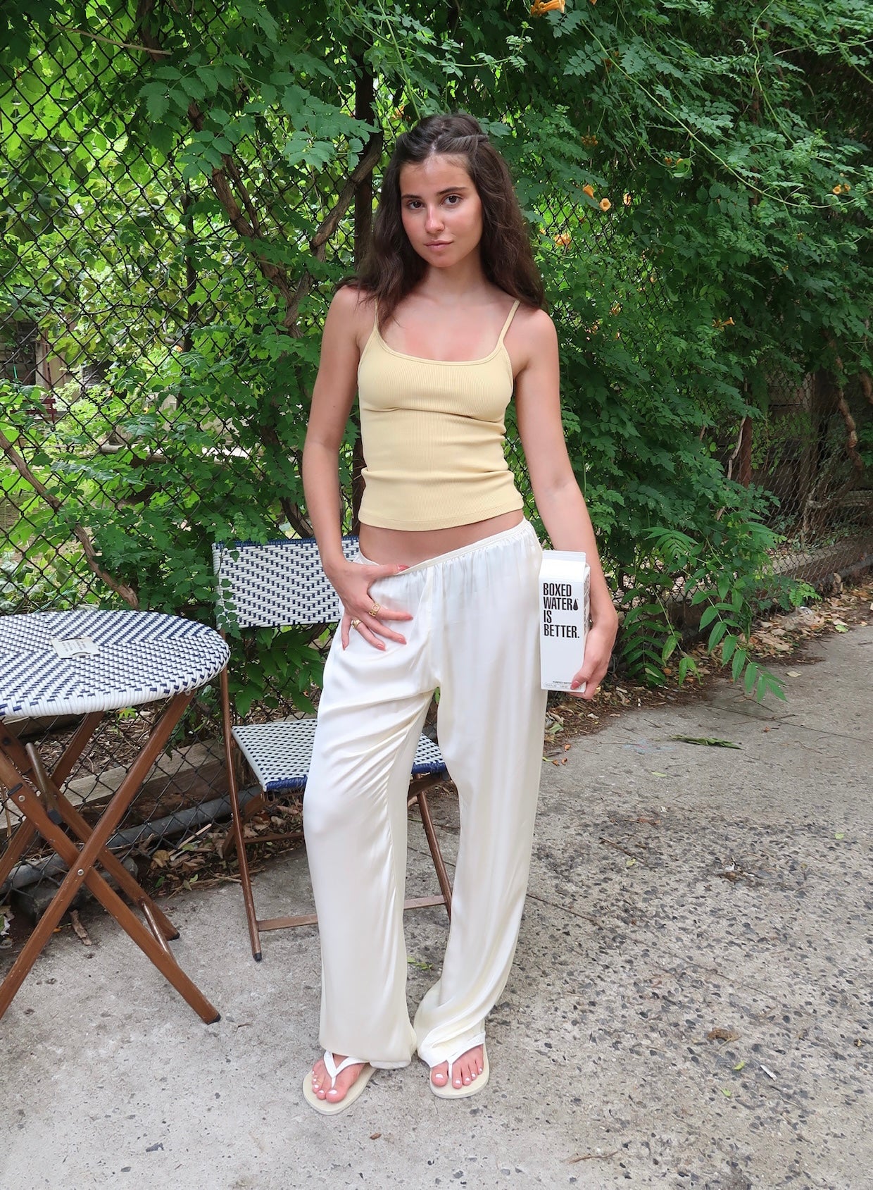 Silky Simple Pant in Creme