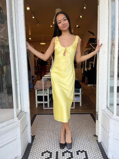 Andie Keyhole Midi Dress in Lemon