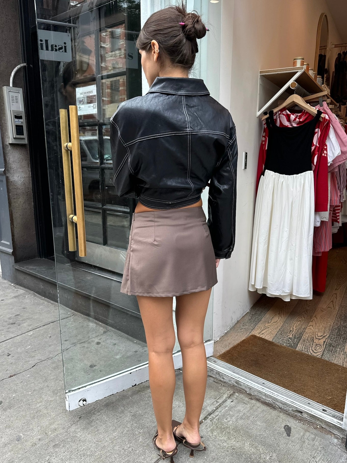 Nora Wrap Mini Skirt in Taupe