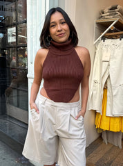 Sutton Turtleneck Crop in Brown