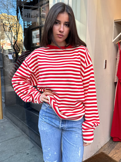 I Can't Believe It's Not Vintage Crewneck in Red Stripe