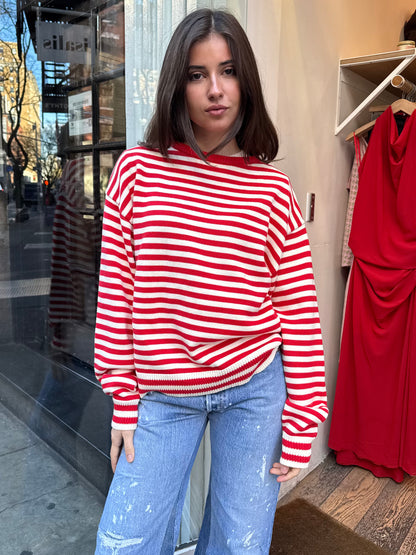 I Can't Believe It's Not Vintage Crewneck in Red Stripe