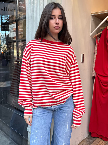 I Can't Believe It's Not Vintage Crewneck in Red Stripe